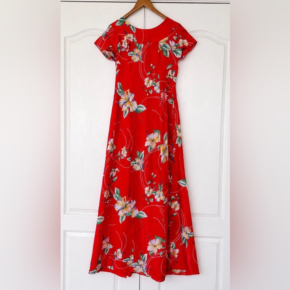 Vibrant Floral Red Maxi Dress